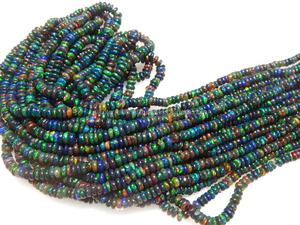 Perles d'opale éthiopienne à facettes de qualité 3A 8 pouces à la main en forme de rondelle finition lisse bijoux à bricoler soi-même perles d'opale noire - Product Image 5