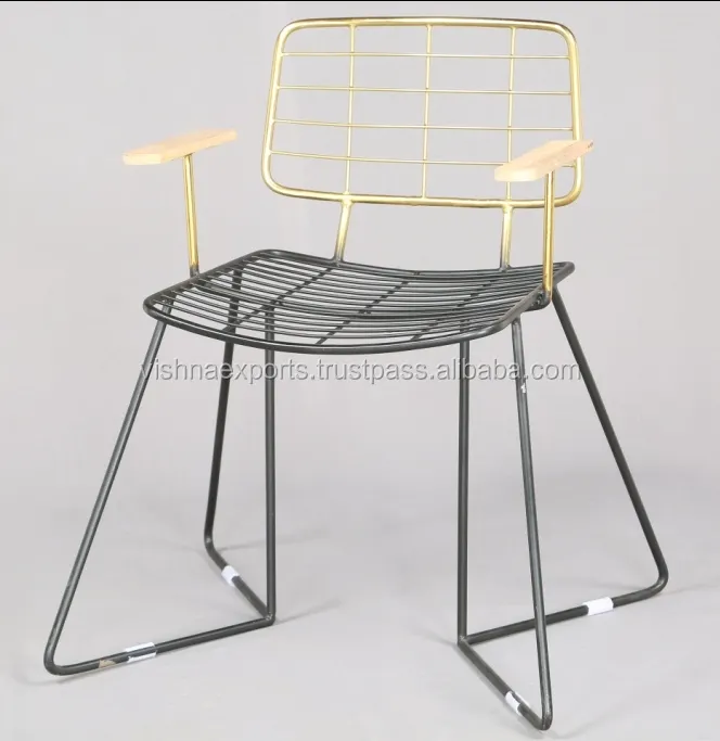 Gold Plated & Black Powder Coated Dual Finish Metal Wire Chair