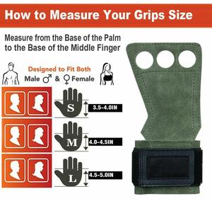 Poignées en cuir à 3 trous pour haltérophilie, Fitness et musculation, logo personnalisé, prix bas, vente en gros - Product Image 5