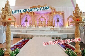 Boda madera tallada Palacio Mandap boda india ocho pilares dobles de madera MandapWedding hecho a mano Simple madera Mandap EE. UU. - Product Image 4