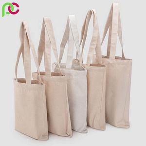 Bolso de compras de lona de algodón ecológico con logotipo personalizado, bolso de tela liso de moda reciclable del proveedor al por mayor - Product Image 2