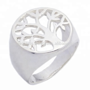 Arbre de vie nouveau Design 925 bague en argent Sterling indien fait à la main bijoux en argent éternité Vermeil anneaux - Product Image 3