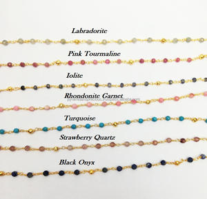 Cadena de cuentas redondas facetadas de 3-4mm con lapislázuli y piedras preciosas de pirita dorada, hallazgos y componentes de joyería - Product Image 4