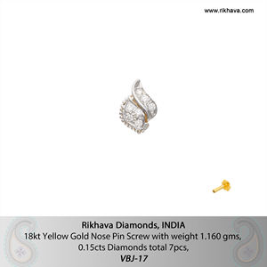 Meilleur diamant Rikhava de vis de goupille de nez d'or jaune indien de mode de JWELERY-de haute qualité au prix - Product Image 6