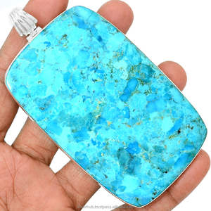 Colgante Boho de Piedra Grande Azul Mohave, Colgante de Plata de Ley con Gema Natural Azul Mohave - Product Image 1