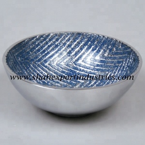 Forme ronde de bol en aluminium enduit d'émail argenté pour la table à manger et les ustensiles de cuisine - Product Image 4
