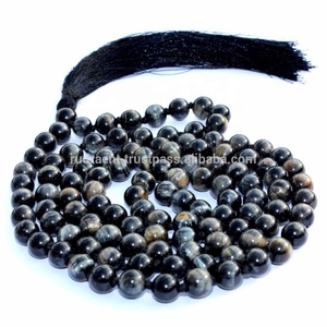 Collar de Mala de Yoga Japamala de estilo bohemio de alta calidad hecho a mano Ojo de Tigre azul 108 cuenta para regalo de oración budismo tercera fiesta - Product Image 1