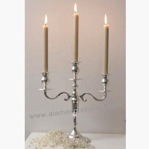 Candélabre en argent nouveauté bougeoir poli à 3 bras candélabres faits à la main bougeoirs en métal élégants candélabres - Product Image 4