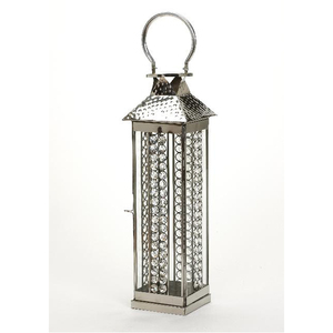 Último modelo de linterna de metal plateado con cuentas de cristal brillantes de alta calidad para la decoración del hogar - Product Image 1