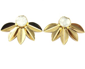 Pendiente de ágata drusa de azúcar Natural para mujer, aretes de tuerca de diseño de hoja, joyería chapada en oro de 24k, ropa de boda, regalo de dama de honor - Product Image 1