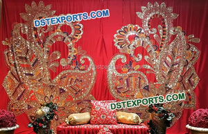 ม่านฉากหลังลายดอกไม้สำหรับงานแต่งงาน,ม่านฉากหลังแบบปักลายหัวใจสไตล์อินเดียสำหรับตกแต่ง - Product Image 2