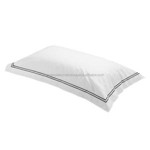 Sábana de cama de hotel de 5 estrellas, edredón bordado de algodón 100%, color blanco de lujo, para hotel - Product Image 3