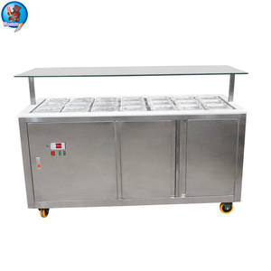 Vetrina Refrigerata per Gelato e Topping in Acciaio Inox e Vetro Temperato con Raffreddamento ad Aria per Negozi di Yogurt Gelato - Product Image 4