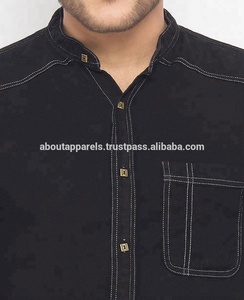 เสื้อยีนส์สีดำแขนยาวใช้ได้ทั้งชายและหญิงมีกระดุมทองเหลืองดีไซน์ใหม่ล่าสุด - Product Image 4