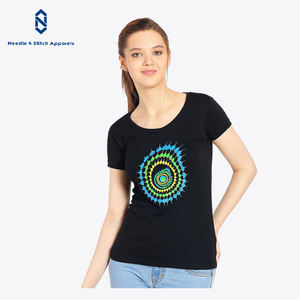 Camiseta deportiva informal ajustada de manga corta para mujer, diseño personalizado, apliques de punto, fabricante directo de Bangladesh - Product Image 5