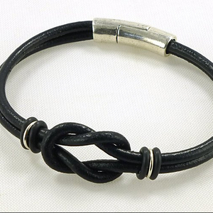 Black Celtic Leather <b>Bracelet</b>, Celtic <b>Bracelet</b> Unique Handmade Collection - Product Image 1