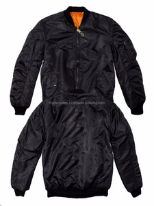 Chaqueta Bomber negra lisa de nailon personalizada, ropa informal elegante con técnica bordada, nuevo estilo de talla grande para el invierno - Product Image 5