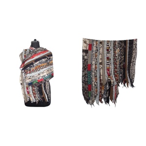 Vêtements pour femmes mode en ligne étole en soie écharpe d'Inde indien sari patchs écharpe réversible écharpe rayée colorée Vintage - Product Image 1