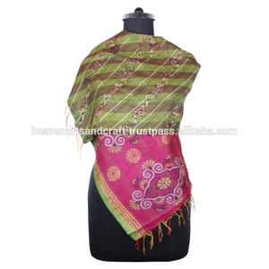 Kantha ผ้าพันคอผ้าไหมทำงานแฮนด์เมดสไตล์วินเทจผ้าพันคอสไตล์อินเทรนด์สำหรับเด็กผู้หญิงผ้าพันคอ SC1234วินเทจผ้าคอตตอนเย็บมือ - Product Image 2