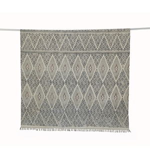 Dhurrie-alfombra con estampado de bloque de madera, Estilo Vintage, 5x8 pies, tejida a mano, hecha a mano, de un tipo, de algodón bohemio - Product Image 5