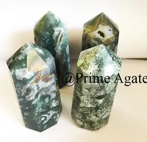 Moss Agate Druzy Natural Faceted Points Wholesale Direct From Manufacturer And Exporter