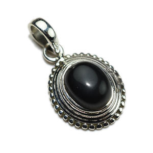 ดูดีรูปไข่สีดำนิล925จี้เงินสเตอร์ลิงออนไลน์เครื่องประดับเงินอินเดียเครื่องประดับเงิน - Product Image 1