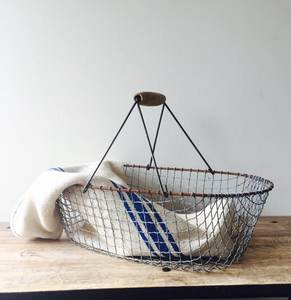 Vintage Wire <b>Basket</b> <b>Wooden</b> Handle Kitchen Storage Bread Fruit Other Items Made Metal Mesh Iron Aluminium Plastic Rattan PP - Product Image 1