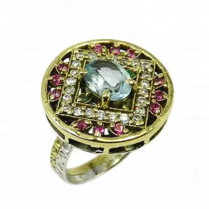 Fashion Accessories 925 Sterling Silver Blue Topaz Multi Gemstone Ring Wholesaler And Manufacturer