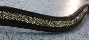 Banda para la Frente Acolchada con Purpurina Plateada con Cierre de Botón a Presión para Caballos, Equipo Ecuestre Elegante y de Alta Calidad - Product Image 2