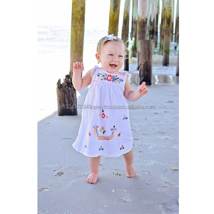 Los niños delantal hecho a mano colorido mexicano bordado estilo Bebé Vestidos de niñas de verano al por mayor encubrimiento de la playa ropa para niños - Product Image 1