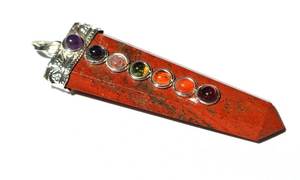 <b>Crystal</b> <b>Pendant</b> Red jasper 7 Chakra Flat <b>Pendant</b> Healing Gemstone Flat Pencil <b>Crystal</b> Agate <b>Necklace</b> Wholesaler - Product Image 3