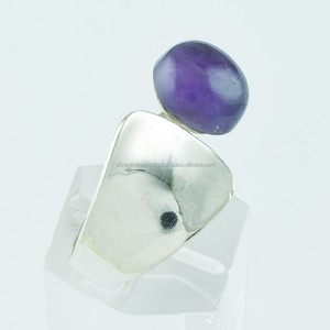 Pierre d'améthyste en argent sterling 925 faite à la main au design unique pierre précieuse unisexe pour mariage fiançailles fête directe inde grossiste - Product Image 3