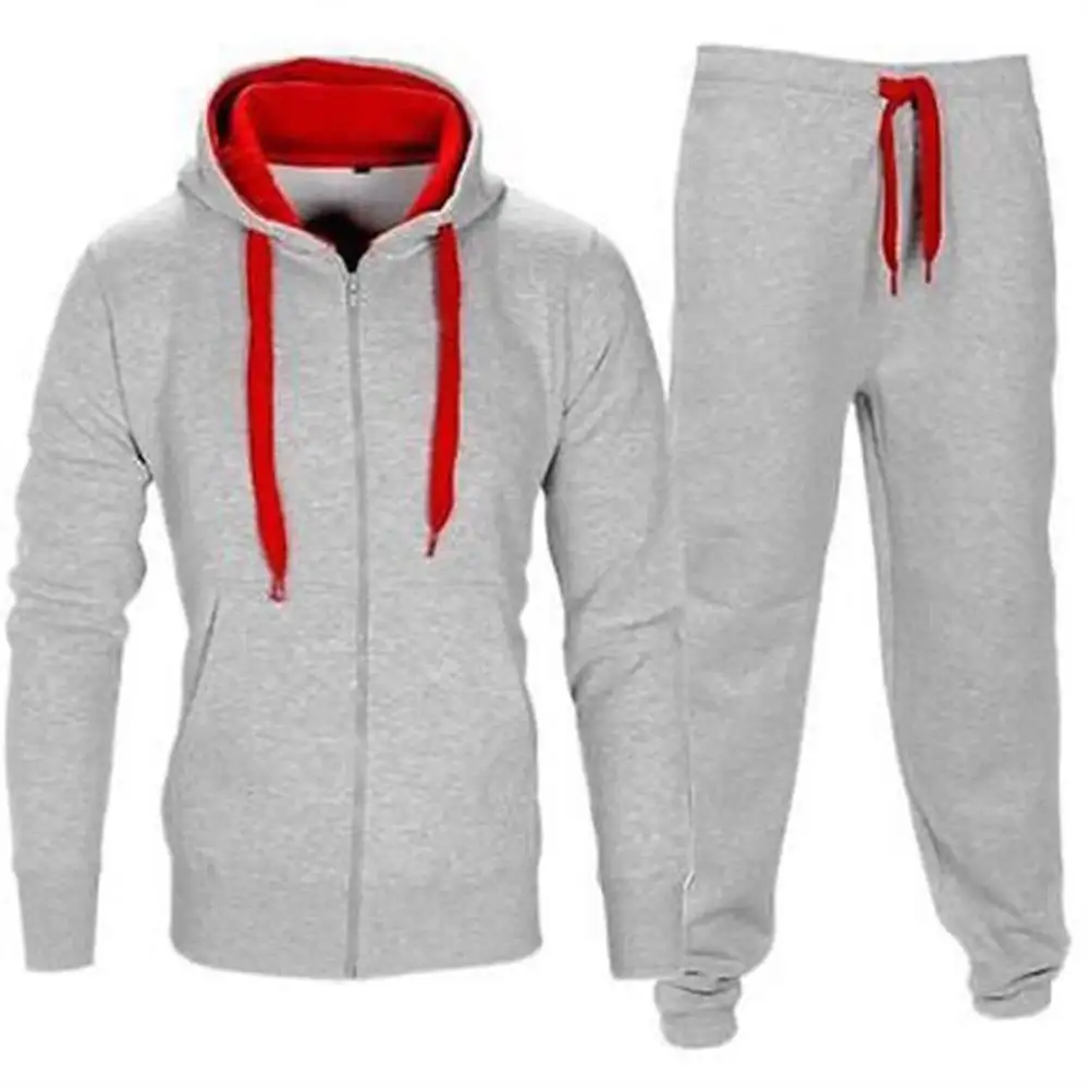 Custom Tracksuit Men Plain Sports Polyester Soccer Football Fitted Wholesale Brand White color with red hood Mens Tracksuit