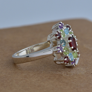 โกเมนเพอริโดอทพลอยบุษราคัมพลอยสีฟ้า925แหวนเงินสเตอร์ลิงเครื่องประดับเงินชุบเงินแหวนแฟชั่นการตั้งค่าง่ามสำหรับผู้หญิง - Product Image 3