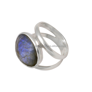 แหวนพลอยลาบราดอไรต์925แหวนเงินสเตอร์ลิงพร้อมแหวนเงินชุบแบบคลาสสิกแหวนแฟชั่นสำหรับเป็นของขวัญแต่งงาน - Product Image 3