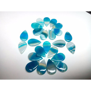 M.Y.GEMS หินอาเกตสีฟ้าธรรมชาติ ย้อมสีธรรมชาติ รูปทรงลูกแพร์ ขนาด 25x15 มม. น้ำหนัก 14.65 กะรัต สีรุ้ง ราคาขายส่ง - Product Image 1