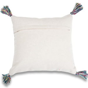 Home Comfortable Jacquard Pillow with tassel <b>Sofa</b> Decorative Cushion <b>cover</b> with added pom pom Designer Wholesale Pillow <b>cover</b> - Product Image 3