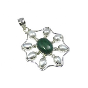 Precio al por mayor bisutería sólida Plata de Ley 925 perla colgante de múltiples piedras preciosas joyería fina colgantes y dijes joyería - Product Image 1