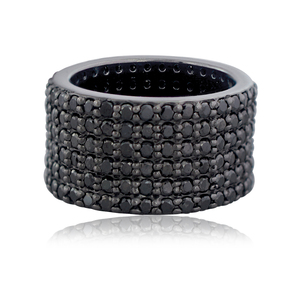 Most Demanding 925 Sterling Silver Black Genuine Natural Diamond Elegant Eternity <b>Band</b> <b>Ring</b> - Product Image 1
