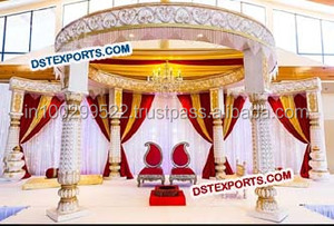 Decoración de Mandap para Boda Real, Mandap de Fibra Dorada Devdas, Diseños de Mandap para Bodas Indias, California - Product Image 3