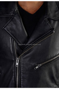 Chaqueta de Cuero Genuino Negra Pura de Piel de Vaca para Motociclistas, Chaqueta Personalizada de Moda para Motociclistas - Product Image 5