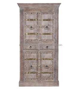 ตู้เสื้อผ้าไม้เฟอร์นิเจอร์ห้องนอนชนบทไม้เนื้อแข็งสองประตูตู้เสื้อผ้าสไตล์โบราณ - Product Image 1