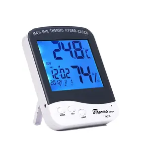 벽 마운트 습도계 LCD 시계 가정용 온도 습도 미터 LED 온도계 디지털 달력 기후 컨트롤러