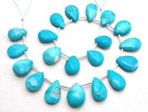 สร้อยคอพลอยราศีเกิดจากแร่เทอร์ควอยซ์ธรรมชาติลูกปัดเรียบทำด้วยมืออัญมณีหลวม20ชิ้น - Product Image 2