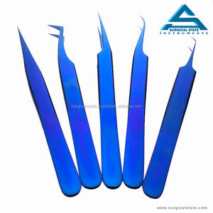 Pince à épiler d'extension de cils de micro précision Pince à cils angulaire incurvée et droite de couleur titane - Product Image 4