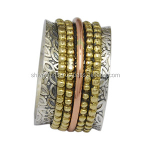 แหวนสปินเนอร์สองโทนสีเงิน925ทำด้วยมือเครื่องประดับเงินแหวนเวอร์เมอร์นิรันดร์ - Product Image 2