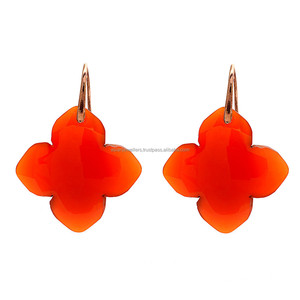 925 <b>Sterling</b> <b>Silver</b> Red onyx Gemstone <b>Earrings</b> vermeil - Product Image 1