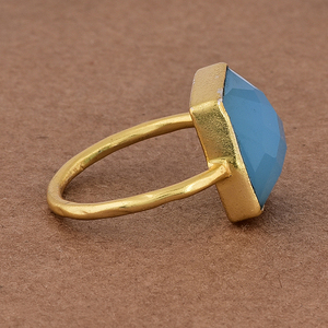 10X12mm rectángulo azul de piedras preciosas de Calcedonia de plata esterlina 925 anillo de Navidad fabricante joyería - Product Image 3