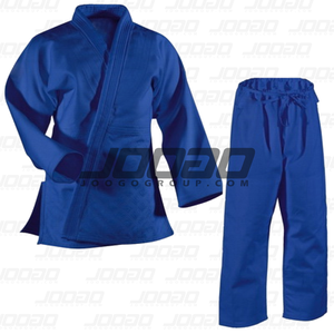 ผลิตชุดยูโดที่กำหนดเองสำหรับชายหญิงและเด็กสีขาวและสีฟ้าด้วยเข็มขัดผ้าฝ้าย100% - Product Image 1