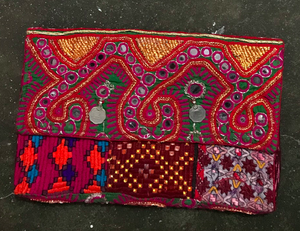 Vintage Banjara Clutch Lona bordada a mano con forro de satén Patrón de monedas Decoración de cuentas para bodas Fiestas Bolsos de noche - Product Image 4